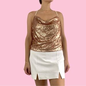 Rose gold sequin top